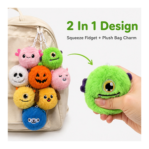 Porte-clés interactif en peluche rebondissante, écologique, doux, avec douze personnages mignons, jouet de décompression à ressort, cadeau d'anniversaire - Product Image 2