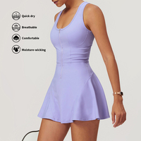 Logo personnalisé Femmes Gym Running Workout Robe Tennis Activewear Séchage rapide Sans manches Zip Golf Wear Suit