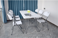 Table à manger portable design moderne Chaises et tables de banquet en plastique pour le camping en plein air Table longue pour le bureau de mariage à la maison