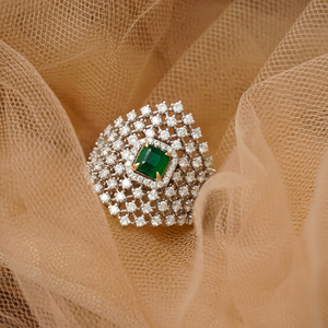 อาซูโอ 18K ทองคำแท้สีเหลืองเพชรแท้ธรรมชาติมรกตมรกตคัทแหวนแต่งงานหรูหราของขวัญสุภาพสตรีงานเลี้ยงปาร์ตี้ Au750 - Product Image 3