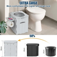 Toilette de camping pliable portable et légère 38L en plastique robuste avec porte-papier détachable et étagère pour téléphone, montage facile 12