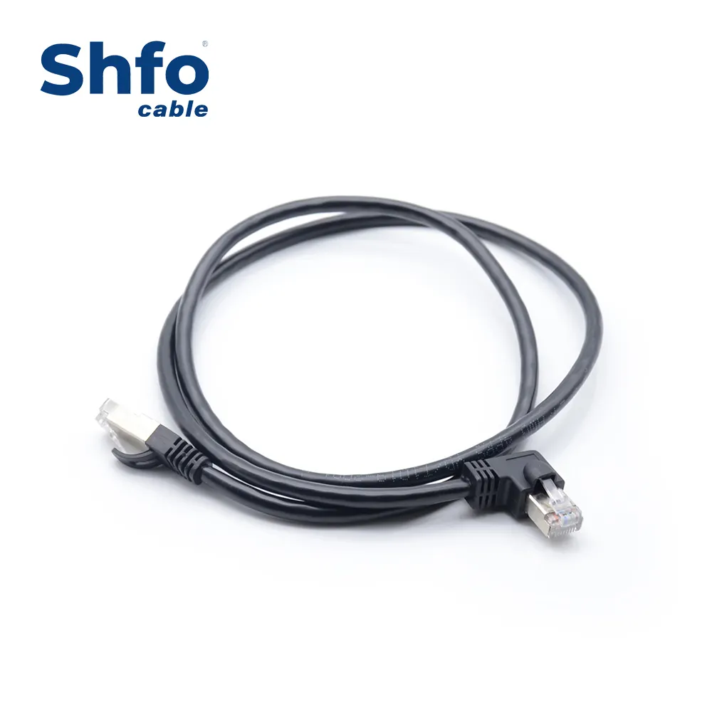 Cable Ethernet LSZH RJ45 de 1m, 3m, 5m, 10m, Cat6A, CAT7, CAT8, STP, cable de conexión en ángulo recto, 1m