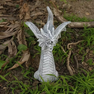 Statuetta di Drago Piccola in Resina con Texture di Pietra Grigia Dipinta a Mano Pezzo Decorativo di Moda per Cortile/Micro Paesaggio Stile Fantasia - Product Image 2