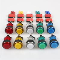 Interrupteur à bouton-poussoir d'arcade illuminé de 32mm avec lampe à LED-rouge, bleu, blanc, vert, jaune pour machine de jeu d'arcade