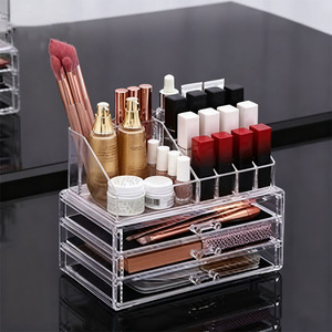 Organisateur de maquillage en acrylique pratique avec compartiments hauts-Convient aux longs pinceaux, mascaras, crayons à sourcils, empêche la flexion et les dommages - Product Image 3