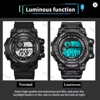 Montre Digitale Militaire pour Homme, Montre de Sport d'Extérieur Étanche Lumineuse avec Chronographe, Montre-Bracelet Électronique pour Étudiant