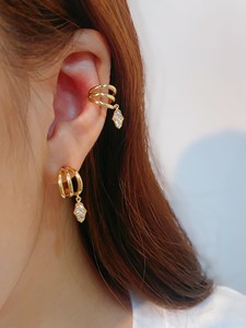 ต่างหูเพชรทองคำ 18K แบบสามวง Xinfly พร้อมจี้รูปทรงข้าวหลามตัด เครื่องประดับทรงเรขาคณิตแบบห่วง - Product Image 1