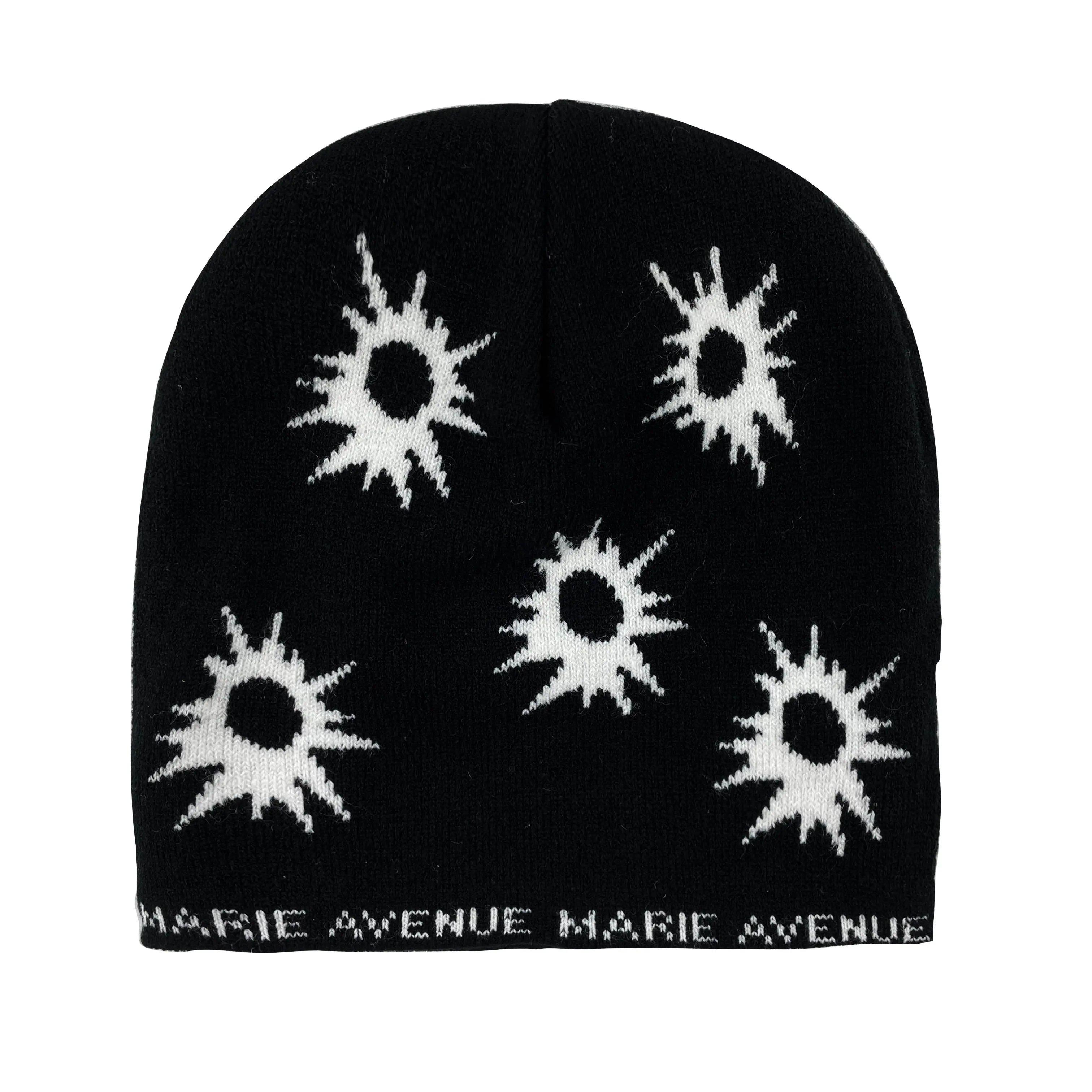 Touca de inverno personalizada, gorro de malha personalizado com chapéu de marca de designer