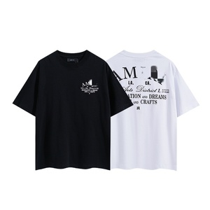 T-shirt casual da uomo AMI 100% cotone con stampa grafica personalizzata, design vintage estivo, stampa a lettere, manica corta, girocollo, nuovo abbigliamento americano - Product Image 4