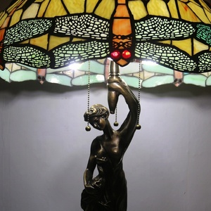 LongHuiJing American Pastoral Tiffany Bedroom <b>Bedside</b> Lamp Decorative <b>Table</b> Lamp European Mediterranean Warm Living Room Lamps - Product Image 6