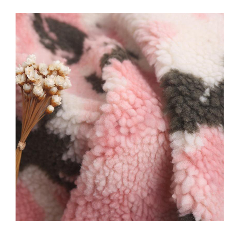 Factory Wholesale Lamb Cashmere Knitted Jacquard Camouflage Polyester Sherpa Wool Fabric, Apply Home Textile Clothing Fabrics
