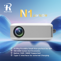 Mini Proyector RuiYing 2025 con Pantalla LCD de 2.69 Pulgadas, Android 9, 720p, 3D, 200 Lúmenes Integrados, Conexión para Teléfono, 32GB, 1 Año de Garantía