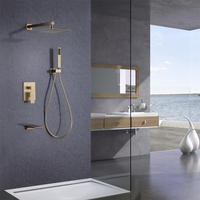 Ensemble de douche numérique or chaud froid en laiton salle de bain mitigeur robinet pluie pomme de douche luxe or avec poignée de douche