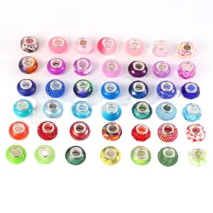 Hobbyouvrier — assortiment de perles artisanales colorées, 27 pièces, de style européen, grandes trous, pour fabrication de bracelets breloques et bijoux DIY