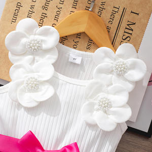 Robe d'été 2026 pour filles, avec perles, fleurs et nœuds en maille, pour enfants de 4 à 7 ans - Product Image 2