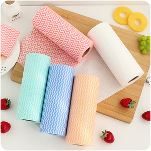 Non Woven Disposable Dishcloths Wavy Pattern 50 Pieces Kitchen Cleaning Towels Multi Color - Product Image 1