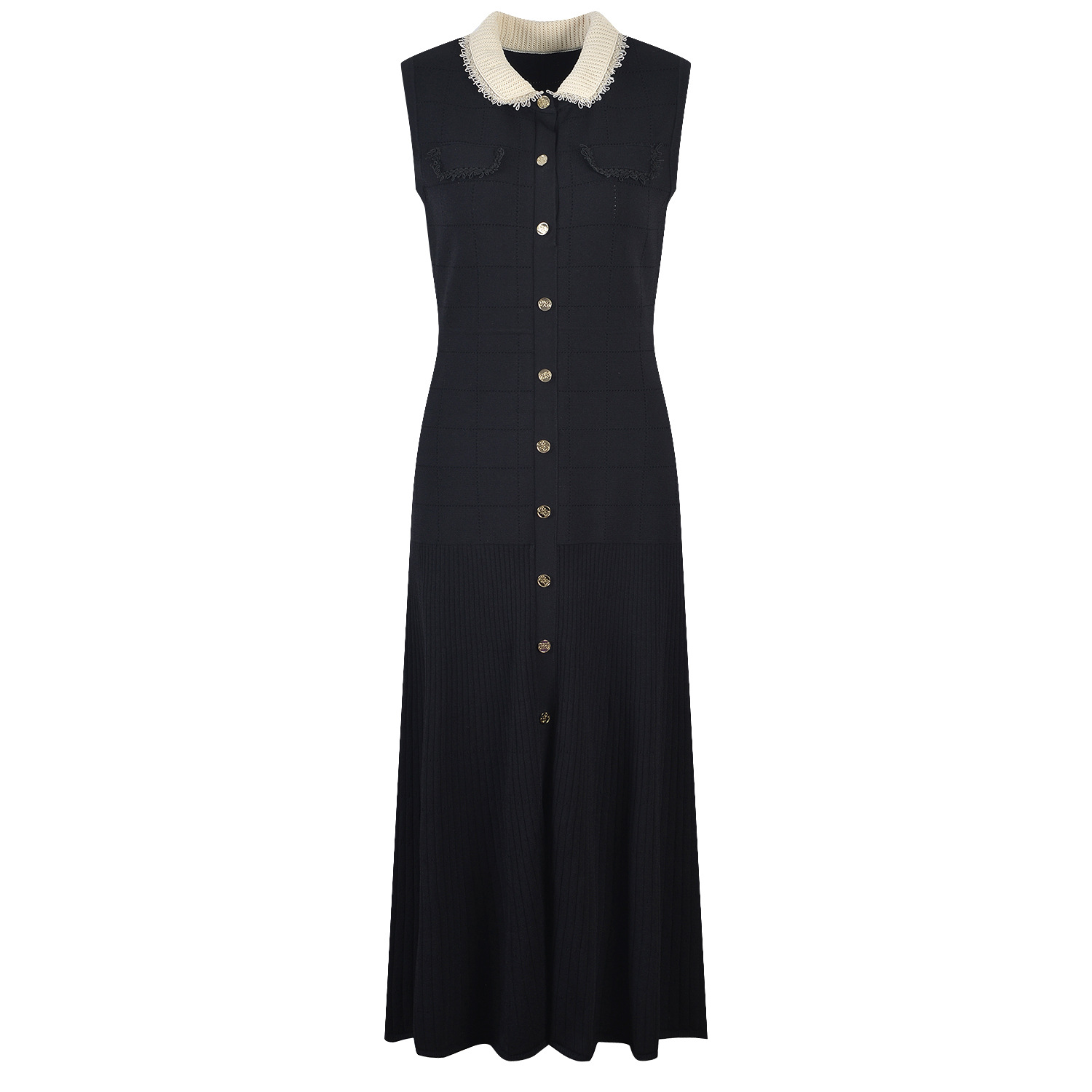 chinese dress ladies Black Turtleneck Ribbed Knit Sleeveless Maxi Dress  PinkBlush