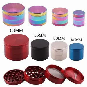 Bán Buôn OEM/ODM Biểu Tượng Tùy Chỉnh 4 Hai Lớp 40Mm 50Mm 55Mm 63Mm Kẽm Hợp Kim Kim Loại Gia Vị Cây Gai Dầu Thảo Mộc Máy Xay