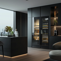 Meubles de cuisine modernes de luxe écologiques ignifuges sur mesure, armoires de base sous évier en panneaux de particules mélaminés MDF, crédence d'îlot