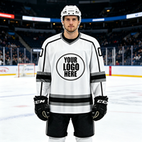 Maillot de hockey sur glace personnalisé à manches longues en polyester par sublimation, uniforme vierge pour équipe/club, motif drapeau, écologique, unisexe adulte