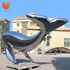 Tùy chỉnh đánh bóng thép không gỉ Dolphin Whale gương điêu khắc cho cảnh quan ngoài trời trang trí - Product Image 1