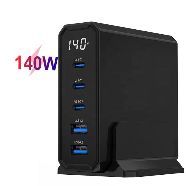 LC836 Customized Logo Portable Charger for Laptop Phone 140W/65W Desktop Charger Station GAN PD Multifunction USB Type c Charger
