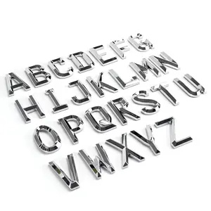 Haute qualité personnalisé ABS plastique Chrome auto-adhésif 3d lettres voiture emblème autocollants pour la décoration de la carrosserie