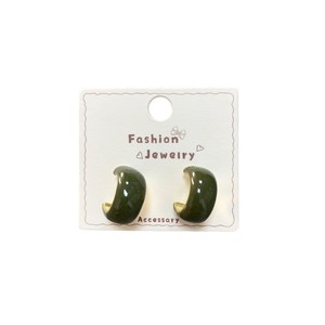 Vintage Oil Dripping Green and Red C-shaped Earrings for Women Temperament Hoop Earring Accessories - Product Image 5