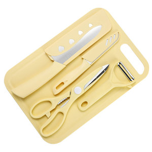 Ensemble de couteaux de cuisine en acier inoxydable 15 cm avec éplucheur et planche à découper pour la cuisine, idéal comme cadeau - Product Image 5
