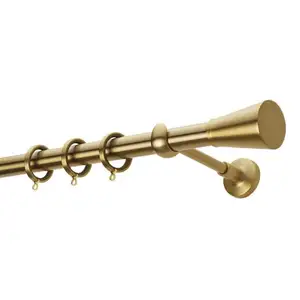 Window Gold Curtain Rod with Ring Medieval Style Hook Supplier Durable Aluminum Modern Curtain Poles