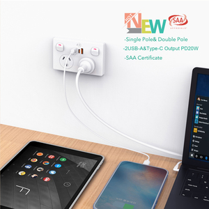 Bán Hot <span class=keywords><strong>2025</strong></span> New Úc tường ổ cắm kép cực với 2 USB-A & 1 USB-C pd20w sạc nhanh Ổ cắm điện SAA được phê duyệt - Product Image 5