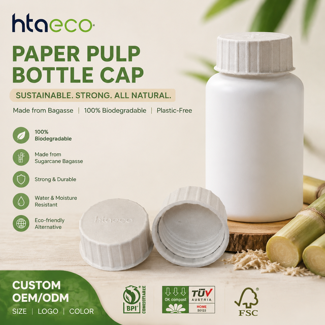 Eco Friendly Molded Fiber Bottle Cap Biodegradable Paper Pulp Screw Cap for Beverage Cosmetic Glass Bottle