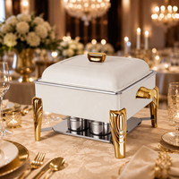 Chauffe-Plat de Luxe HADI pour Buffet d'Hôtel, Doré Blanc, Nouveau Design, 6L, Idéal pour Mariages et Fêtes