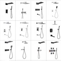 Ensemble de douche moderne de luxe encastré mural avec mitigeur chaud/froid et fonction pluie, boîtier encastré à fusion à chaud, kit de douche complet dissimulé