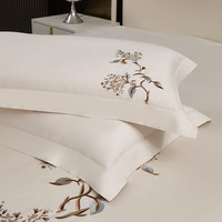 Parure de lit 3 pièces en coton blanc 100% brodé, fraîche, lisse, résistante et brillante, idéale pour villa, chambre d'hôtes, hôtel d'affaires et projets hôteliers