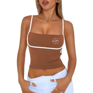 Verano personalizado alto estiramiento mujer verano chaleco Crop Tank Top para mujer sin mangas 100% algodón estampado diseño camisetas sin mangas - Product Image 3