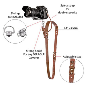 สายคล้องไหล่กล้องหนังแท้สีน้ำตาลปรับได้สำหรับกล้อง DSLR - Product Image 3