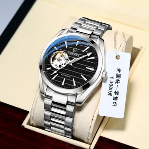 Роскошные Брендовые мужские механические часы CHENXI 8806 с турбийоном, высококачественные водонепроницаемые спортивные часы из серебристой стали