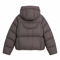Jaket Puffer Crop Terbaru Model Kerah Mandarin Berlogo Depan Tahan Air Anti Angin Pakaian Wanita