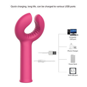 Anillo vibrador en forma de U rosa con carga USB para estimulación sexual en adultos, juguete sexual para hombres. - Product Image 1