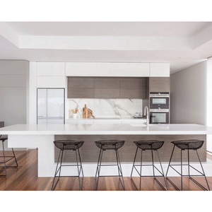 Armario de cocina de lujo con pintura italiana, paquete plano y moderno, color blanco laminado, suministro de fábrica - Product Image 2