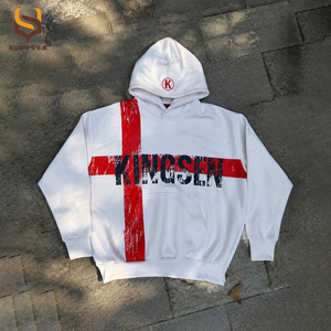 Custom Logo Pullover Streetwear Men's Hoodie 100% Cotton Oversized Vintage Sun Faded Distressed Screen Printing Hoodies - Product Image 1