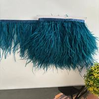 Plumes d'autruche bleu paon de haute qualité 10-15 cm pour accessoires de couture de Costumes de Boutique avec garniture en dentelle
