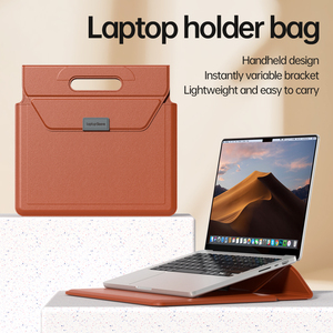 Sacoche d'affaires portable 13-16 pouces en cuir PU avec poignée, support pliable pour ordinateur portable, étui pour <span class=keywords><strong>MacBook</strong></span> Air 13.3 <span class=keywords><strong>Pro</strong></span> <span class=keywords><strong>14</strong></span> - Product Image 5