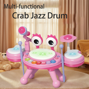 <span class=keywords><strong>Juguete</strong></span> de Tambor de <span class=keywords><strong>Jazz</strong></span> para Niños Pequeños con Micrófono, Sonajero de Cangrejo con Luz y Música Educativa Temprana para Bebés en Edad Preescolar - Product Image 2