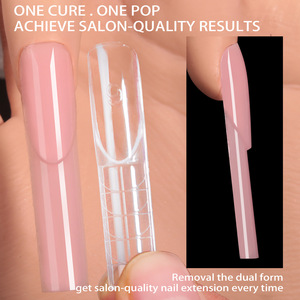 150 pièces/boîte – Nouveaux modèles de <span class=keywords><strong>faux</strong></span> ongles intelligents à double forme française, sans papier, moule en cristal pour photothérapie, gel UV, construction rapide pour extension d'ongles - Product Image 2