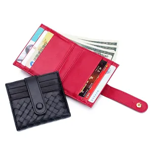 Simple Minimalist Sheepskin Woven Wallet Fashion Leather high-quality Money Bag Soft Leather Slim Wallet Unisex