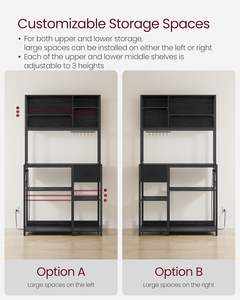 <span class=keywords><strong>Étagère</strong></span>s <span class=keywords><strong>de</strong></span> <span class=keywords><strong>rangement</strong></span> réglables <span class=keywords><strong>VASAGLE</strong></span>, 12 crochets, tiroir en tissu, 15,7 x 39,4 x 71 pouces, support pour micro-ondes en métal pour la cuisine à domicile - Product Image 6