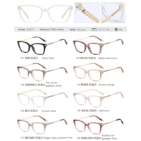 Lunettes anti-lumière bleue minimalistes pour femmes 81671 MS avec monture transparente, branches légères et accent carré en diamant