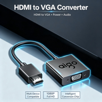 Convertisseur VGA avec audio 3,5 mm et alimentation Micro USB, adaptateur Plug and Play pour connecter un ancien PC à un téléviseur ou un moniteur